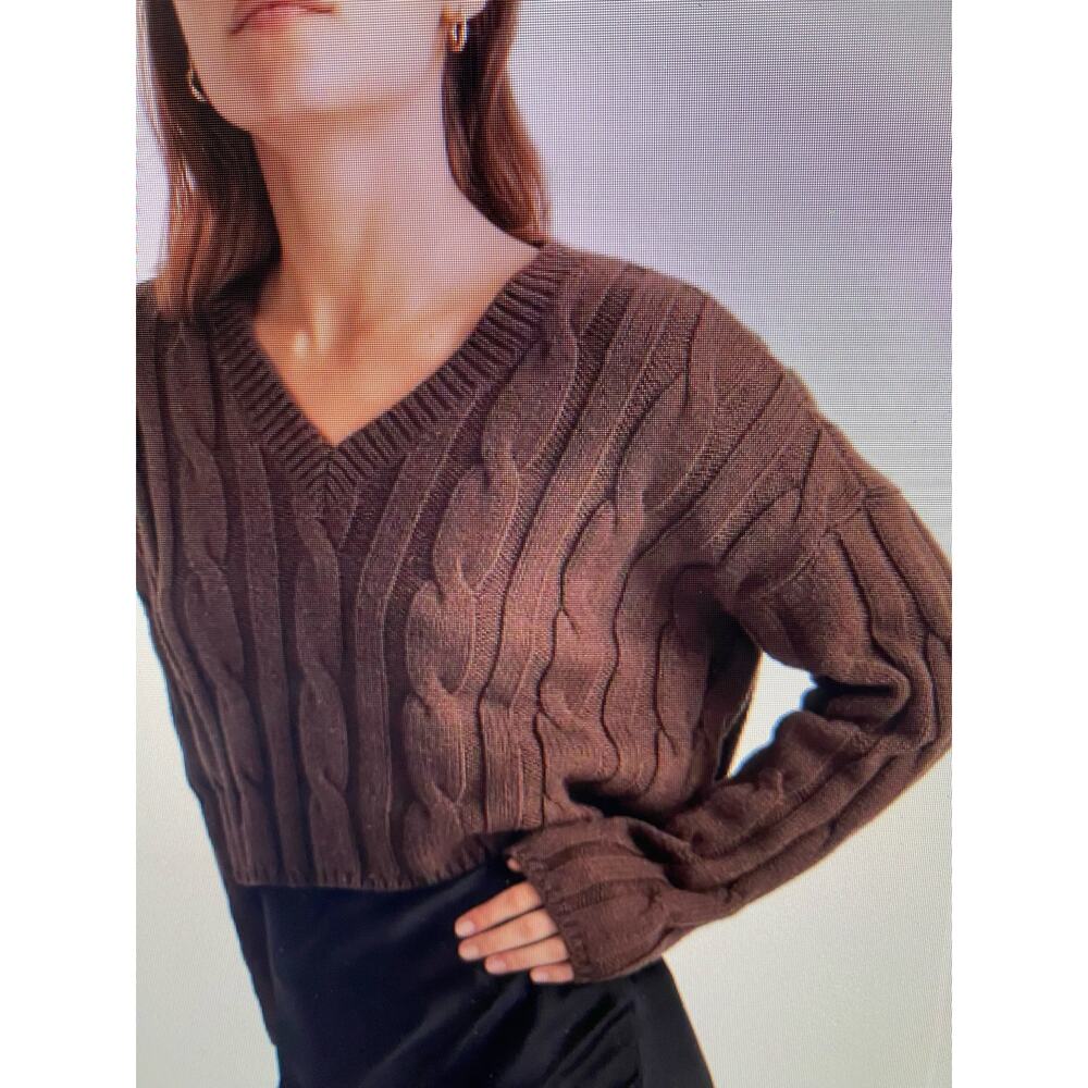 NWT Madewell Cable Knit V-Neck Crop Sweater XXS